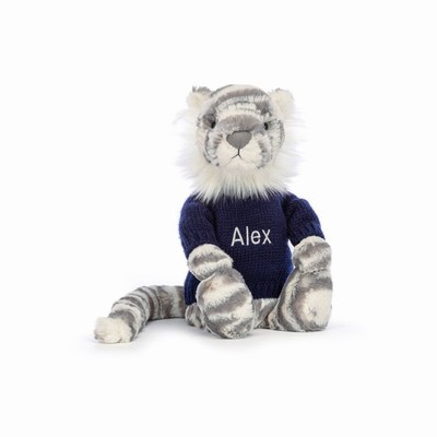 Jellycat Bashful Snow Tiger with Navy Jumper Australia | 532961JDO